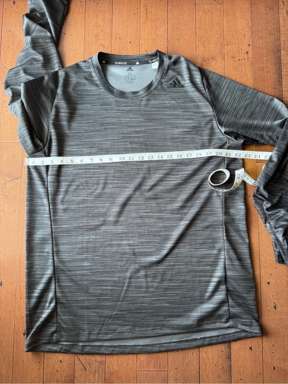 adidas Men’s Heather Gray/Black Long-Sleeve Climalite Top